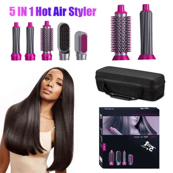 

nxy curling irons hair dryer 5 in 1 set air comb professional iron straightener styling tool household wet and dry 0408