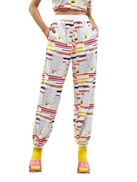 

x dorotheaa striped & geo print sweatpants q2wr#, Black;white