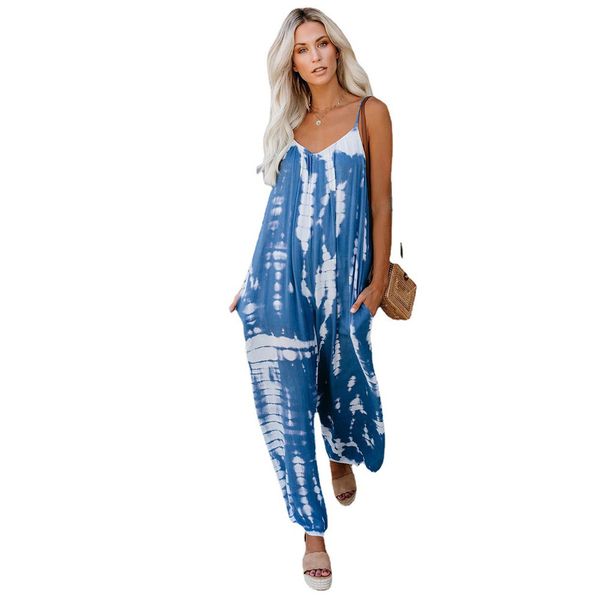 

women's jumpsuits & rompers 2022 spaghetti strap jumpsuit sleeveless v-neck backless wide leg long pants summer female overall, Black;white