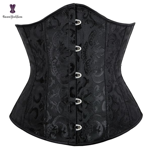 

jacquard underbust corset floral push up boned bustier gothique korsett for women front busk gorset plus size korse sexy