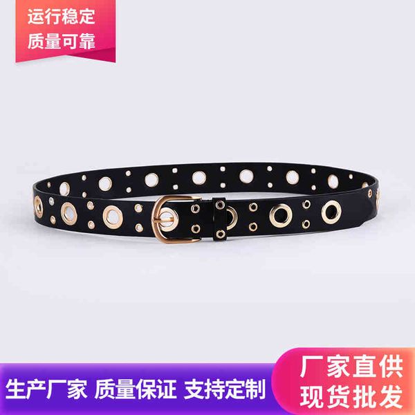 

oversized rivet corns women's punk style pu leather decoration personalized belt sier pin button hollow out, Black;brown