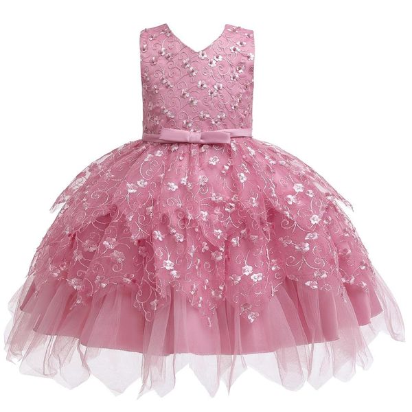 Abiti per ragazze Vestito da compleanno irregolare per bambini estivi da cento giorni Vestito da principessa pomposo con fiocco Abiti da festa Garza Costume Boutique Abbigliamento