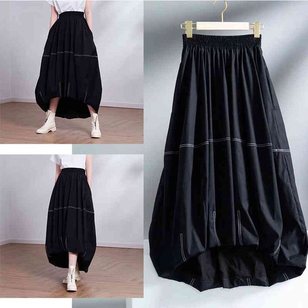 

skirts p235260 two color waist closing design pleated bud skirt, Black