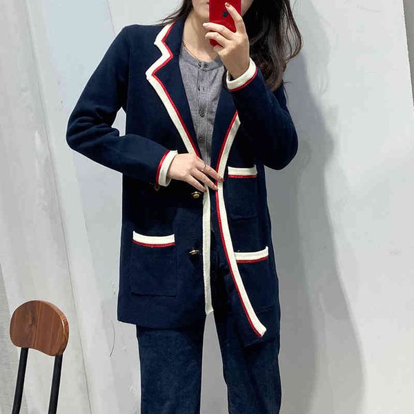 

women's sweaters 's style college knitted jacket in autumn and winter of single row polo sweater women's fashion versatile c, White;black