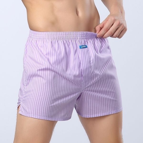 

ekmlin mens woven boxers shorts plaid striped 50s combed yarn 100% cotton loose soft and comfortable y200415, Black;white