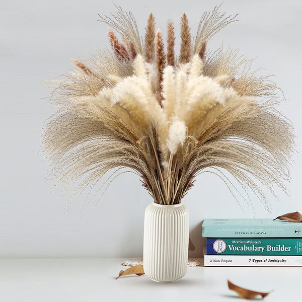 

60pcs reed flower bouquet,dried pampas grass pampass branches arrangement wedding kitchen decor droogbloemen for home decoration