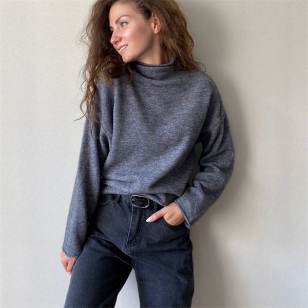

hirsionsan warm mohair sweater women soft crimped neckline cashmere pullovers korean coffe khaki knitted female 201203, White;black