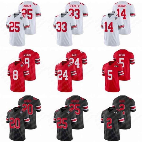 

n3740 2021 ohio state buckeyes football jersey garrett wilson justin fields george teague iii chris olave julian fleming wade kid harris, Black