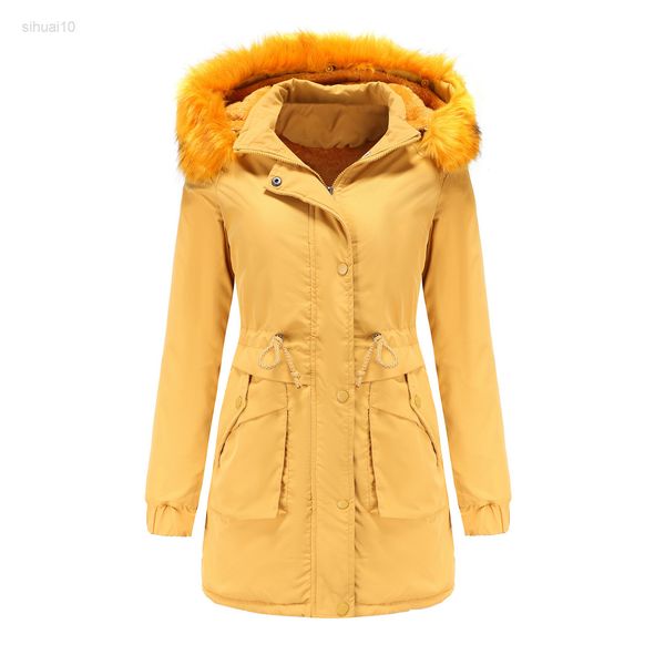 

green black with fur hats thick warm casual women winter jacket for 2022 bomber cargo jacket padded oversize 4xl 5xl parka l220725