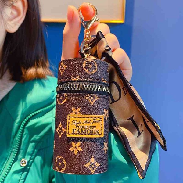 

leather bucket lipstick cute key bag fashion keychain factory outlet, Silver