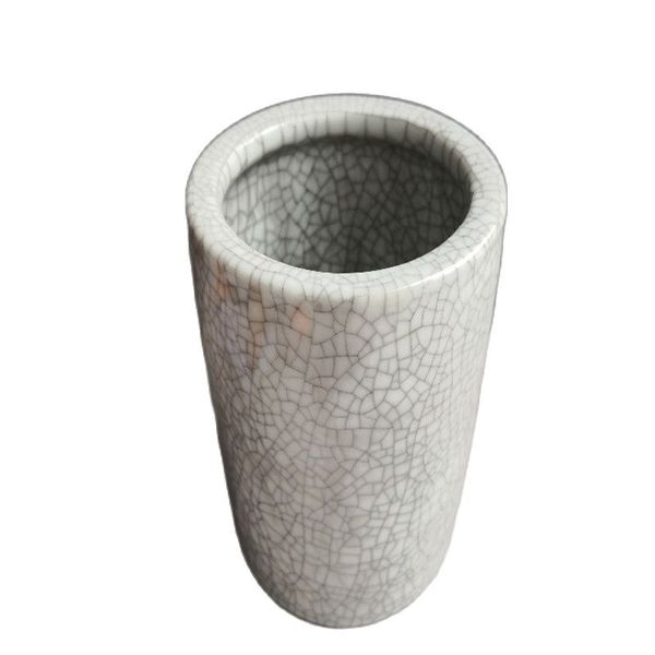 

chinese old porcelain cracked glazed porcelain pen container, Silver