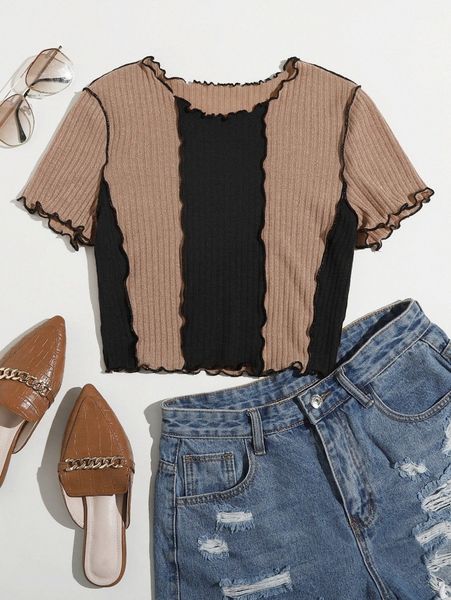 

lettuce trim colorblock tee n3rd#, White