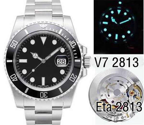 

mens wristwatch upgraded version 100% waterproof sapphire ceramic bezel stainless steel 40mm 116610 2813 movement automatic mechanical night, Slivery;brown