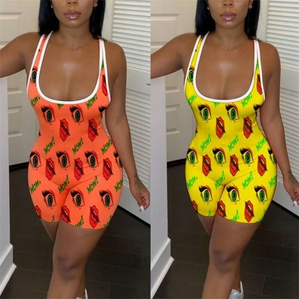 

new fashion women's jumpsuit women print playsuit women rompers summer sleeveless beach casual women clothes t200527, Black;white