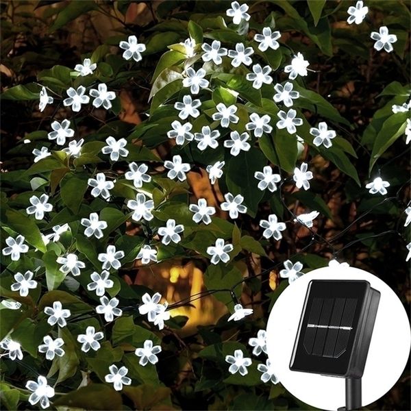 22m 200 LED Solar String Light Peach Flower Fairy Giardino esterno Decorazione festa di Natale s Y201020