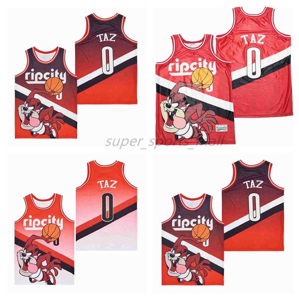 

movie basketball jerseys ripcity #0 taz red jersey ripcity, Black;red