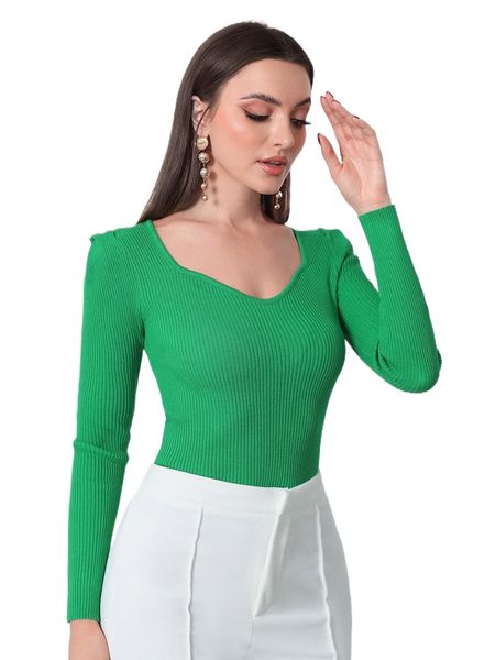 

rib-knit sweetheart neck sweater y0ui#, White;black