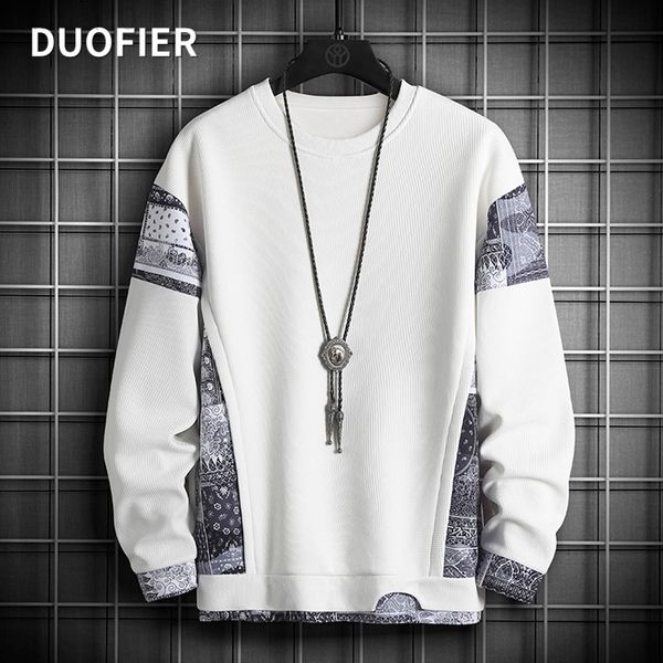 

autumn casual loose hoodies men fashion hip hop streetwear harajuku new pullover male white patchwork sweatshirt 5xl l220730, Black