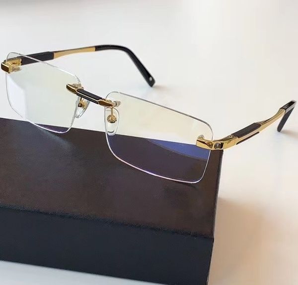 Men Business Rimless Glasses Optical Frames Designer de marca Square masculino de molduras de óculos de moldura para lentes de prescrição Man MB0349 Óculos de Myopia com caixa