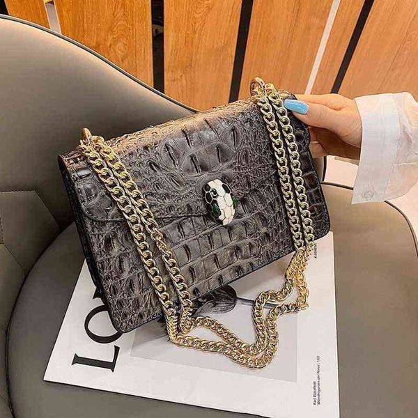 Borse outlet Lady 2022 Nuova borsa a tracolla a spalla singola di lusso di lussuoso versatile crocodile a catena da crocodile bar piccolo bagaglio quadrato