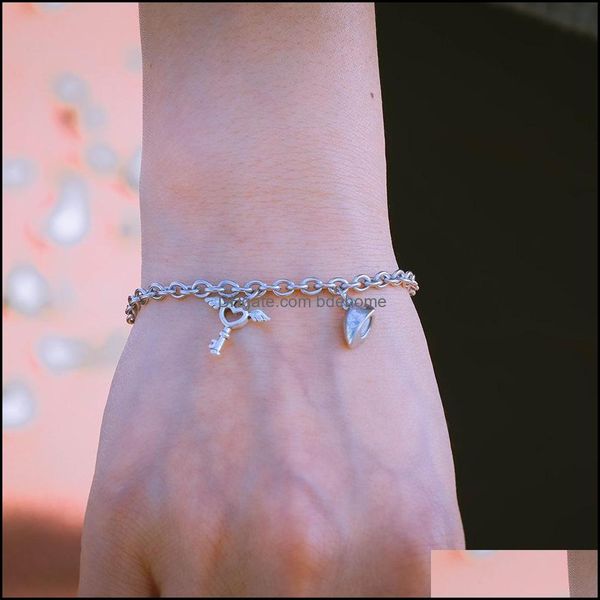 

charm bracelets jewelry 2 pcs magnet attract creative couple bracelet stainless steel friendship heart bangl dhxla, Golden;silver