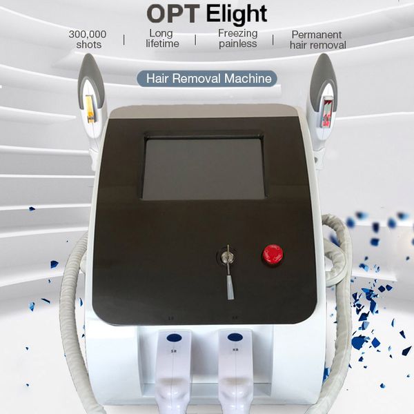 Tragbare opt. IPL-Haarentfernungsgeräte, Hautverjüngung, opt. Pigmententferner und leichte RF-Bruststraffungsmaschine, 2 Griffe, 600.000 Aufnahmen