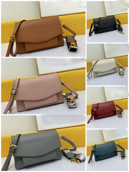 

5a new flap one shoulder crossbody bag two straps genuine leather handbag 3 compartments 27cm