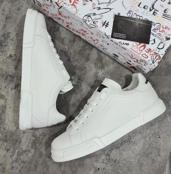 

22s/s elegant sneakers shoes perfect calfskin nappa portofino trainers white black leather casual walking famous sports eu 38-45