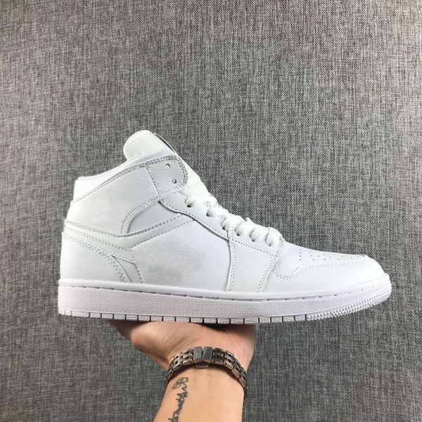 

1 1s mid triple white 554724-126 basketball shoes womens mens size us 4-13 36-47