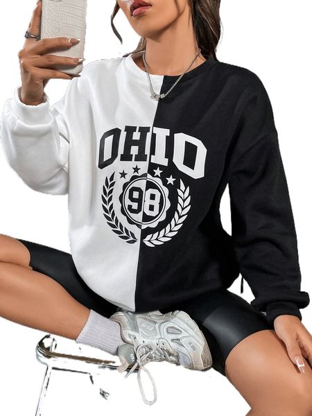 

letter graphic two tone sweatshirt c6ns#, Black