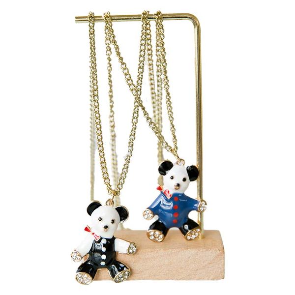 

han edition drop glaze metal long bear inlay diamond necklace sweater chain fashion temperament contracted joker in trend, Silver