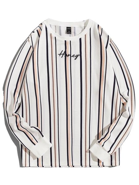 

men block striped letter embroidered tee u5fr#, White;black
