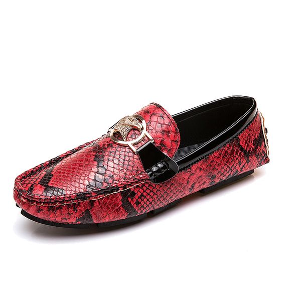 

luxury driving loafers for men red snake pattern metallic gentleman business wedding shoe light casual summer sneaker boat shoes, Black