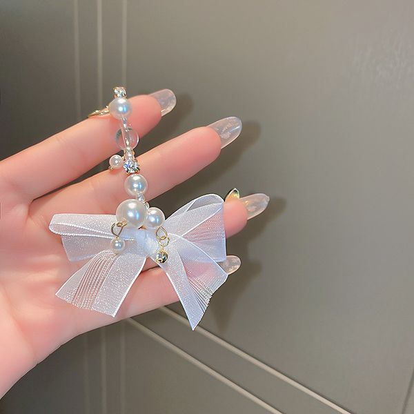 

925 silver needle korean fashion new trendy pearl bow stud earrings ear clip one-piece earrings single earring women, Golden