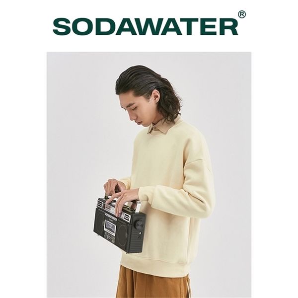 Sodawater Men Commize Hoodies Harajuku Multi Solid Colors Sweatshirts Capuz de algodão com pescoço de peito