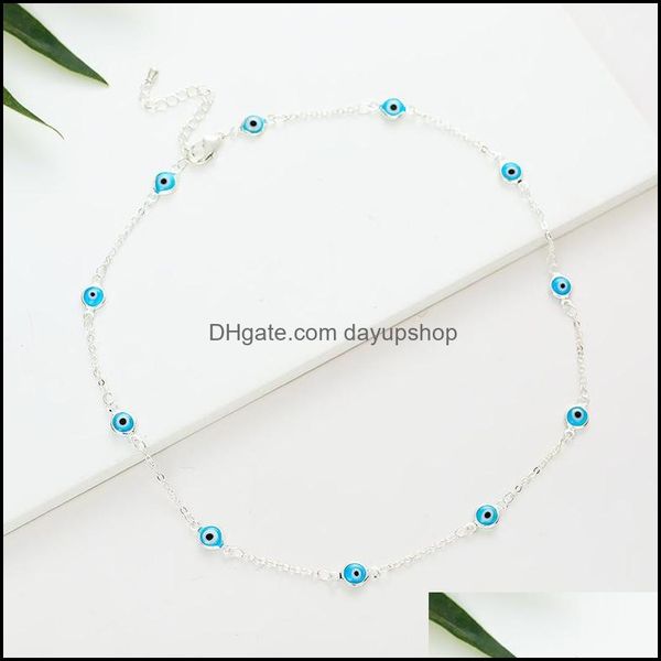 

pendant necklaces pendants jewelry 12pcs/lot european american fashion pop ladies collar bohemian evil eye tempera dhgbu, Silver