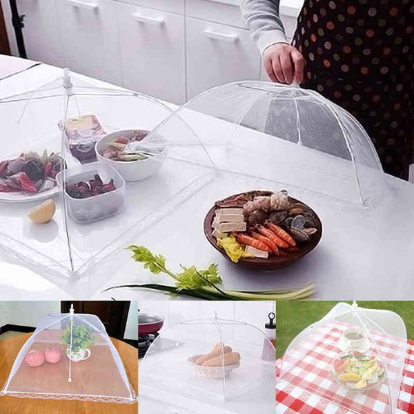 1pc gıda anti sinek şemsiye kapağı katlanabilir piknik koruyucu örgü yemek masası sivrisinek net çadır yemeklerini kapsar mutfak malzemeleri y220526