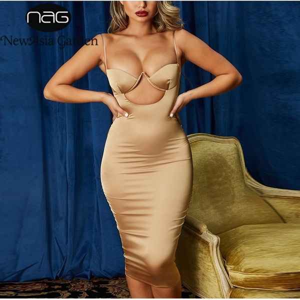 

asia chest hollow out dres summer straps birthday party bodycon long dress rose gold satin dress white y200120, White;black