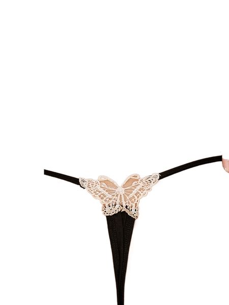 

butterfly appliques thong o63i#, Black;red