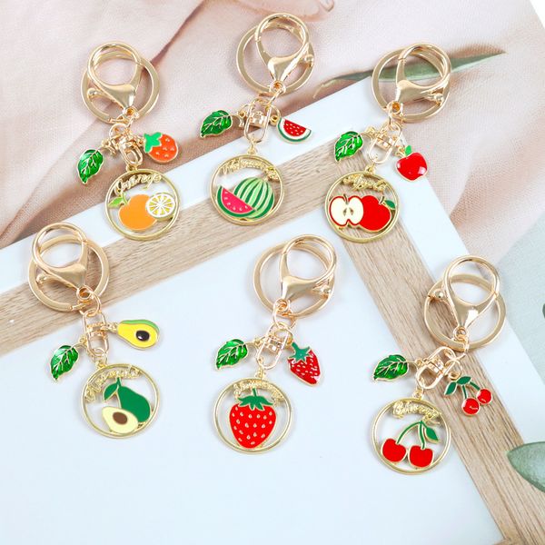 Cartone animato Anguria Limone Fragola Frutta estiva Bevande Portachiavi in metallo 3D Per le donne Portachiavi Borsa Pendent Coppia regalo Airpods