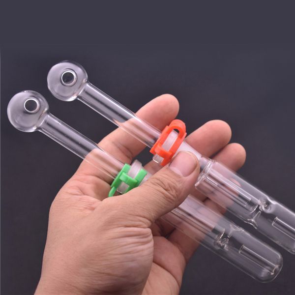 Neue Ankunft Glas Ölbrenner Rohr Mini Shisha Rauchen Wasserpfeifen 14mm Fmelae Recycler Dab Stroh Bohrinseln mit Kunststoffclip