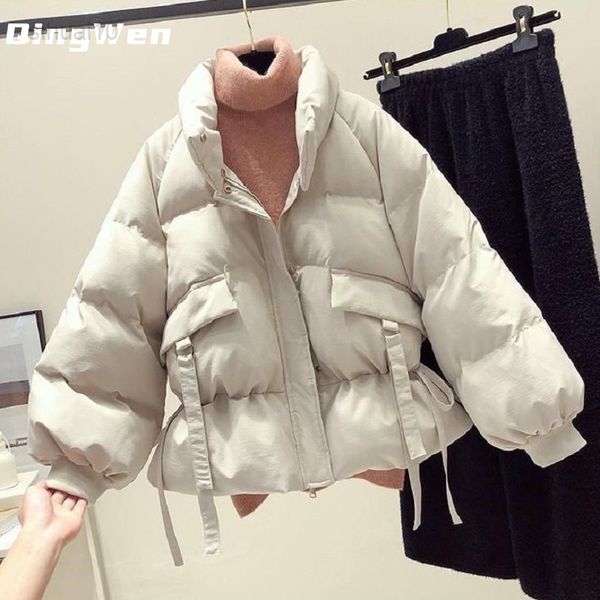 

2022 new winter korean women coat solid cotton parka college oversized buffer jacket outfit jacket casaco feminino inverno l220725, Black