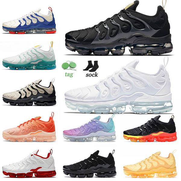 

new quality sports running shoes tn plus designer mens women size 13 triple white cherry black royal pastel lemon lime trainers sneakers 36-