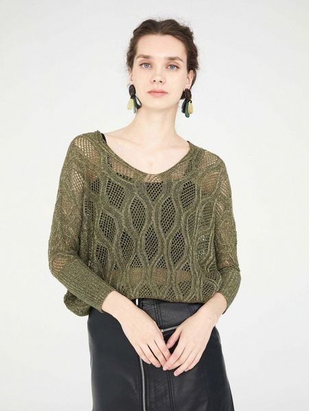 

solid open knit sweater 91oz#, White;black