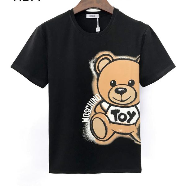 

ss luxury summer tide brand bear pattern men's t-shirt loose casual round neck cotton short-sleeved shirt m-3xl218h, White;black