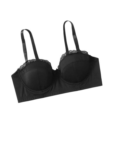 

plus lace trim underwire bra g4pf#, Black;white