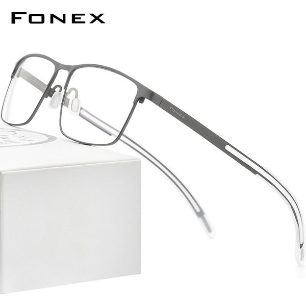 Fonex Чистые очки кадр мужчин квадратная миопия оптический рецепт Eyeglass человек противоскользящий силиконовые очки 8521 W220423