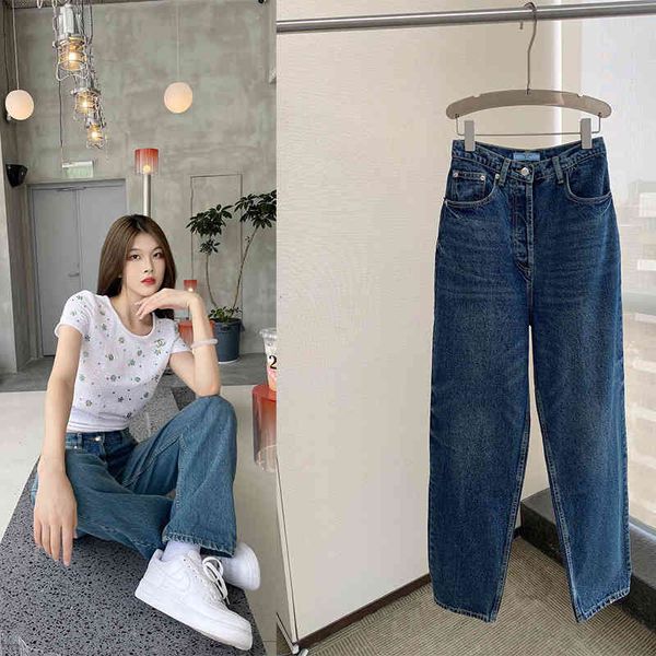 

women's jeans p220265tywf worn loose thin pd high waist washed jeans women, Blue