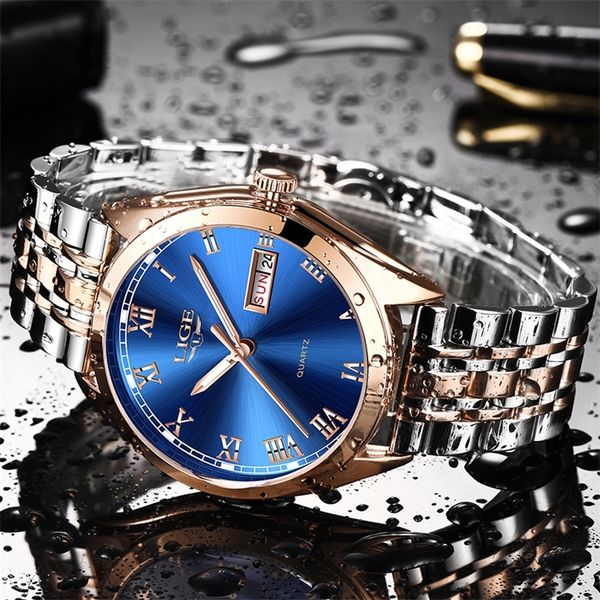 

lige new rose gold women watch business quartz watch ladies brand luxury female wrist watch girl clock relogio feminin 201118, Slivery;brown