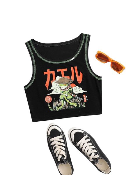 

romwe x unlogicstudio frog print tank m8ri#, White